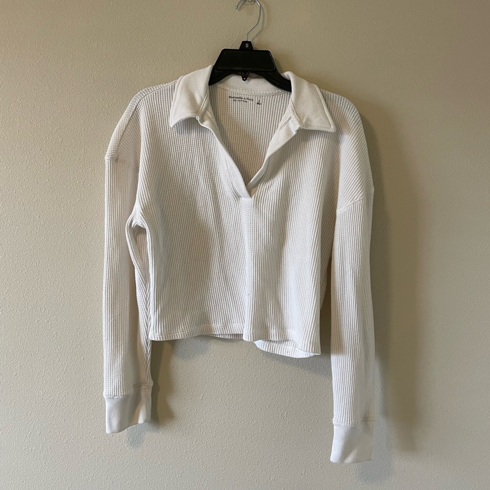 A&F waffle knit collared top